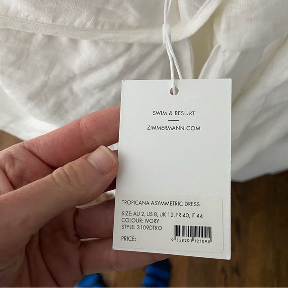 NWT Zimmermann Tropicana Asymmetric Dress in Ivory - Picture 8 of 9